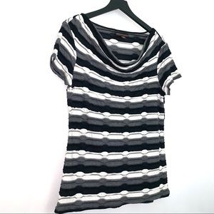 Dana Buchman Size Medium Striped Top Drape Neck